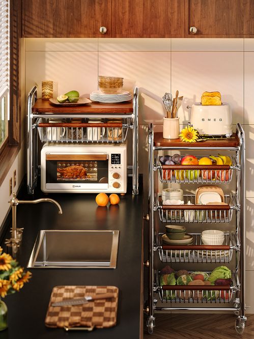 中古风 置物架 收纳架 组合款 三维产品渲染